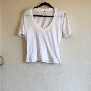 Free People White V neck T shirt